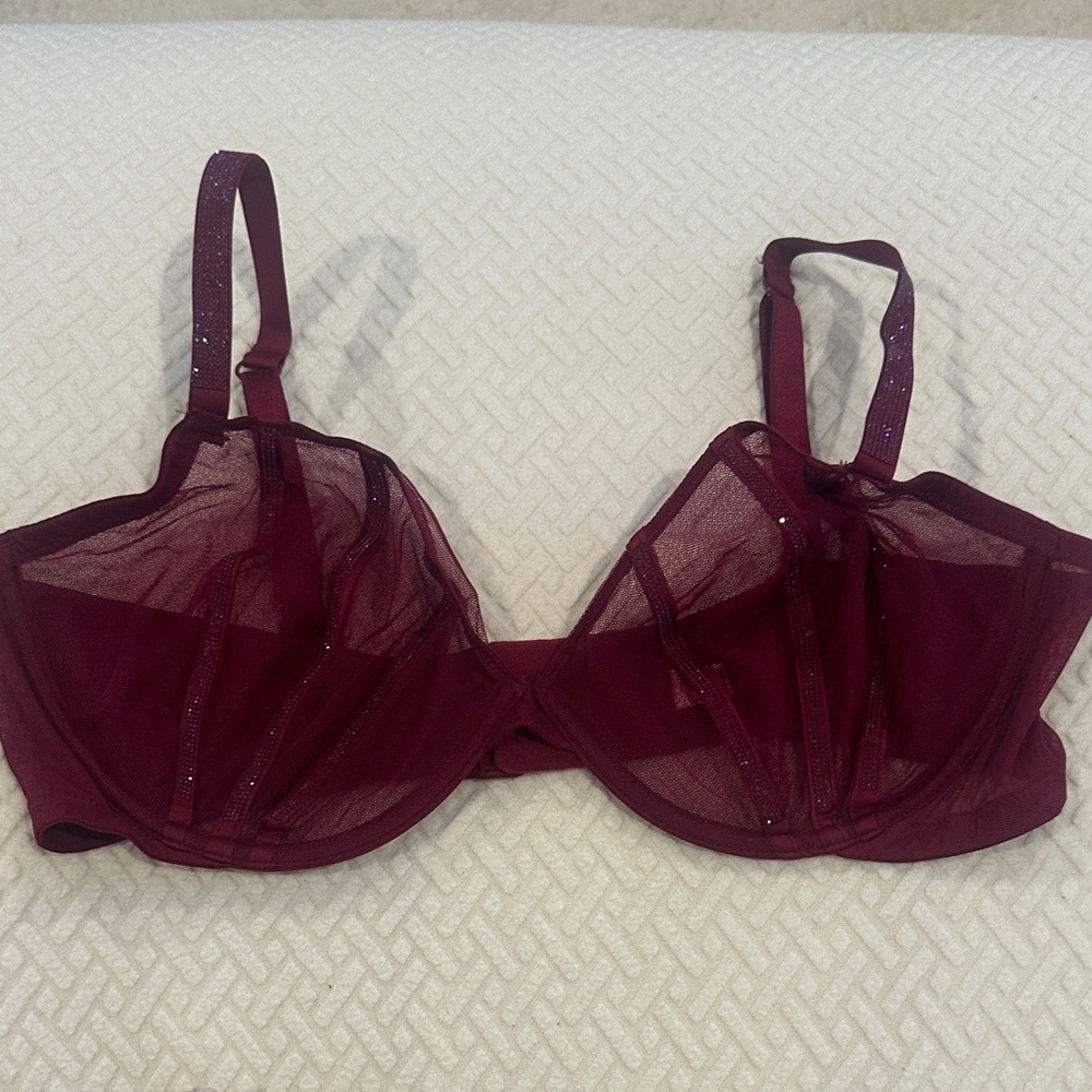 Victoria's Secret Deep Red Sheer Bra